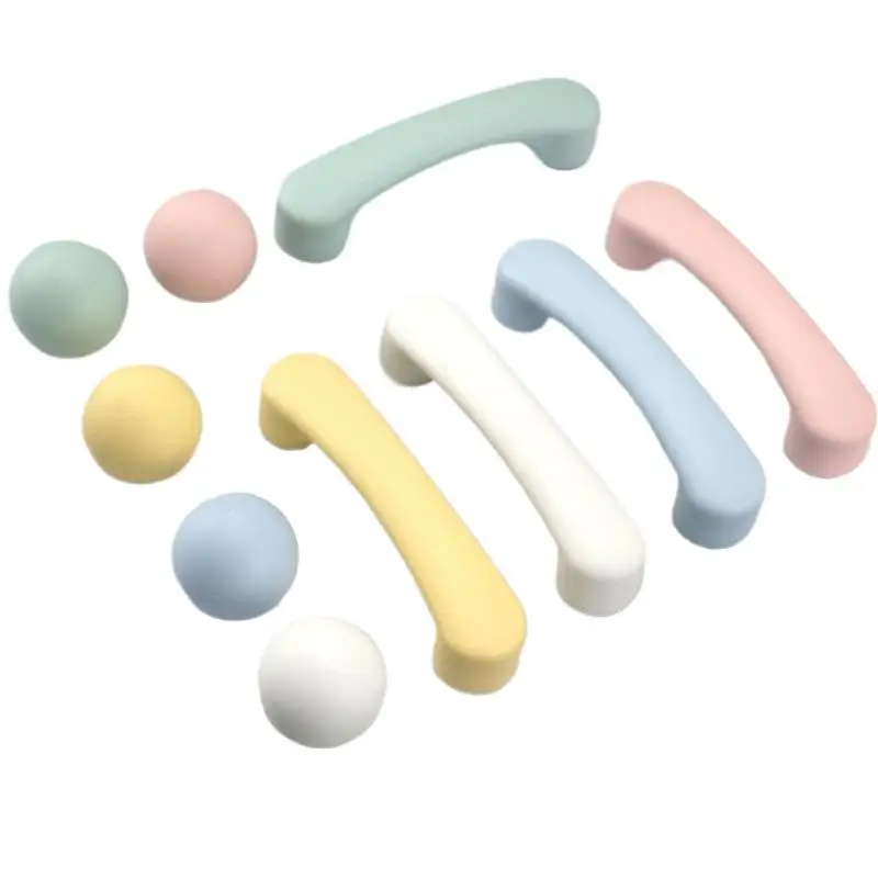Nordic Style Ceramic Children Room Cabinet Handles Macaron Colorful Round Drawer Knobs And Pulls Children's Furniture Handles image 6