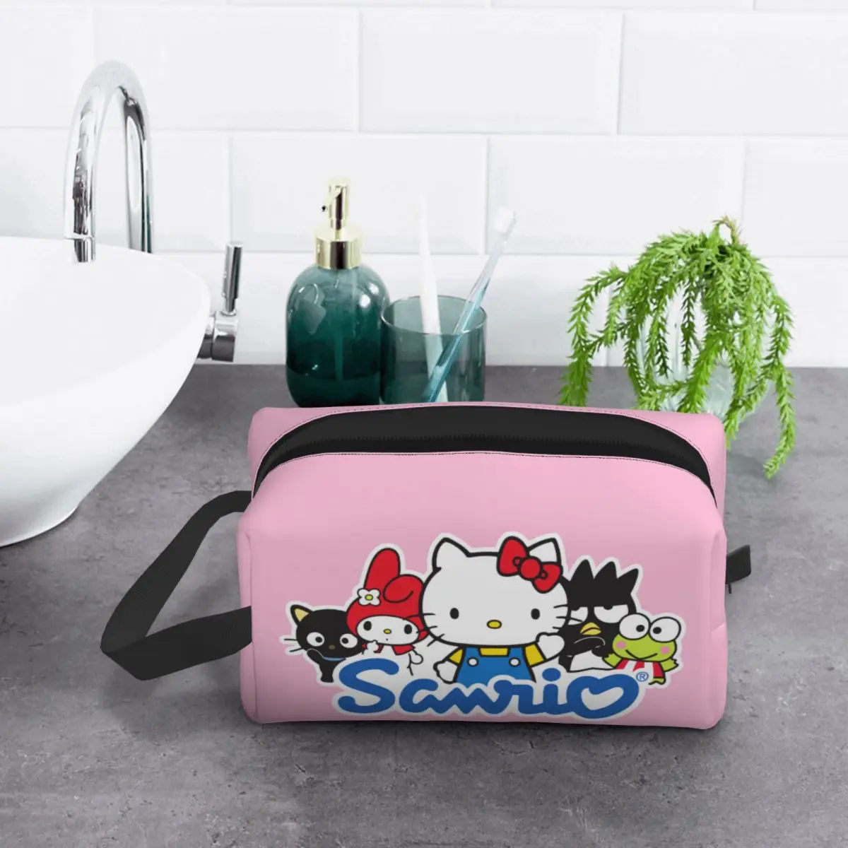 Custom Kitty White Hello Kitty Makeup Bag Women Travel Cosmetic Organizer Kawaii Sanrio Storage Toiletry Bags