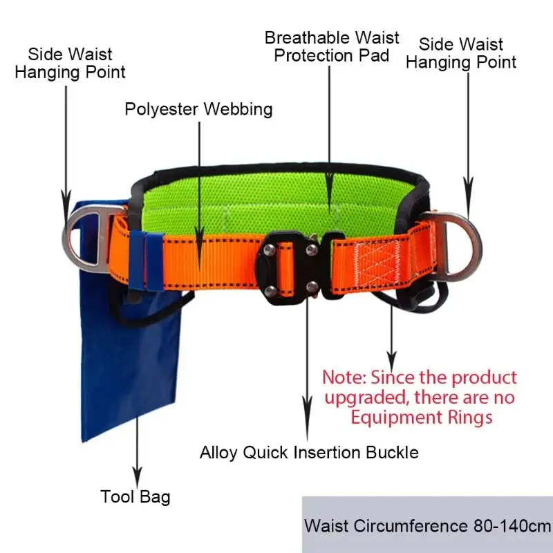 Wear Resistant Single Waist Safety Harness 1200KG Max Support Fall Protection for High Rise Window Cleaning Work