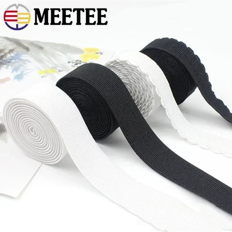 5/10/20M 10-50mm Black White Nylon Elastic Bands Underwear Bra Rubber Band Spring Webbing Lace Pants Belt Garment Sew Accessory