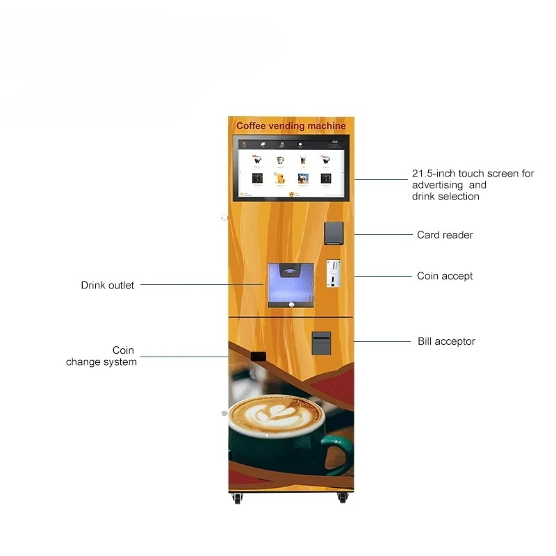 Intelligent 21.5-inch Touch Screen Cold Energy Drink Vending Machine Custom Smart Protein Shakes with SDK Function