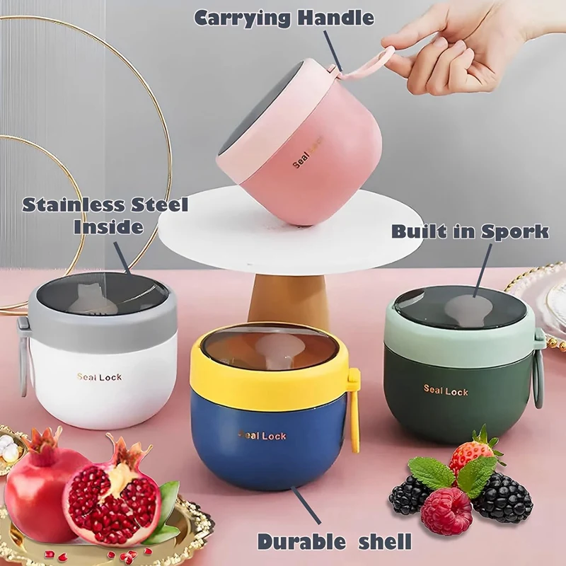 Aveia Recipientes com tampas, Portáteis Overnight Oats frascos com colheres, 4 pcs, 20oz