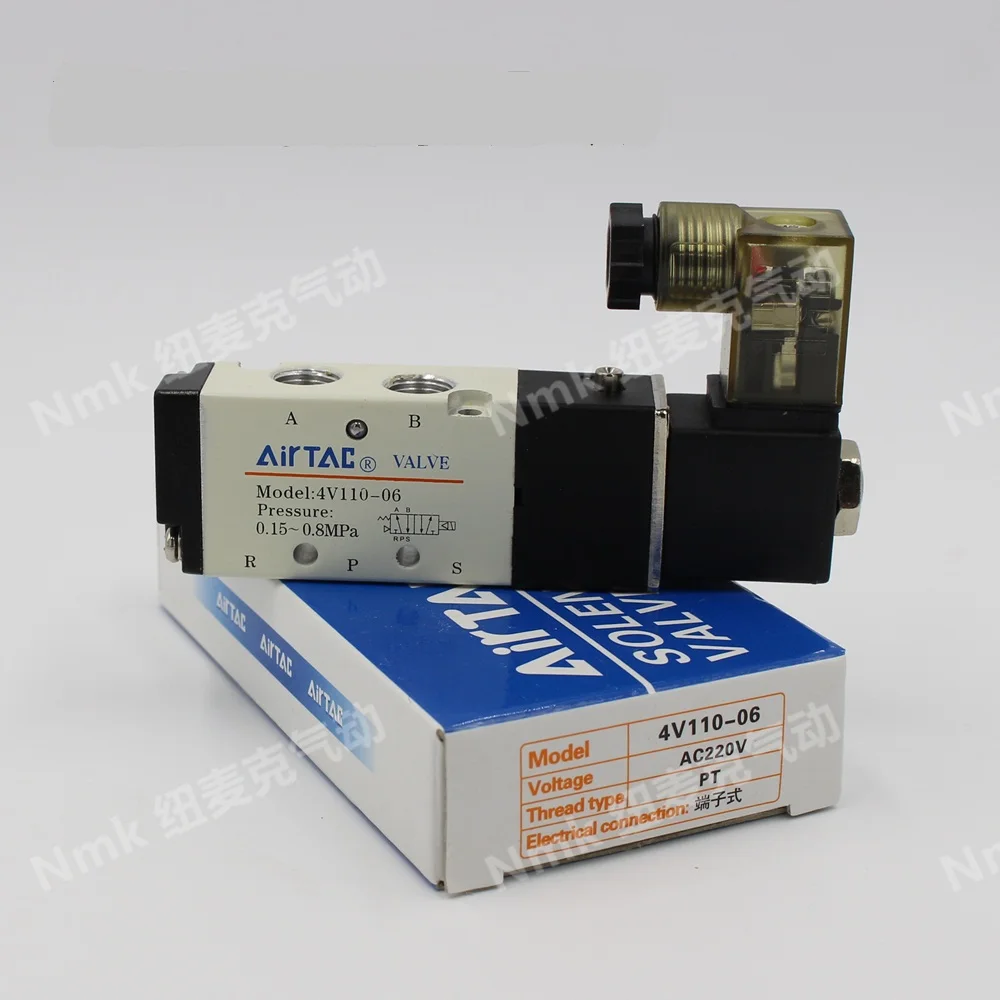 Air Solenoid Valve 5 Way Port 2 Position Gas Pneumatic Electric Magnetic Valve 12V 24V 220V Coil Volt 4mm 6mm 8mm Hose 4V110-06