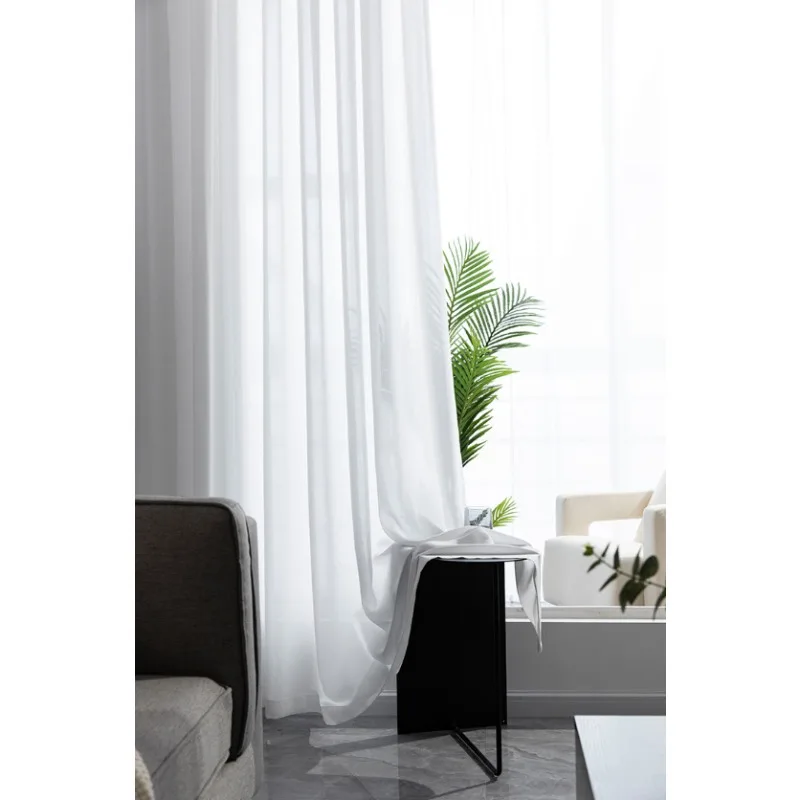1 Piece of Modern Simple White Gauze Anti-scratch Diamond Gauze Light-impermeable Curtains Living Room Bedroom Balcony Curtains