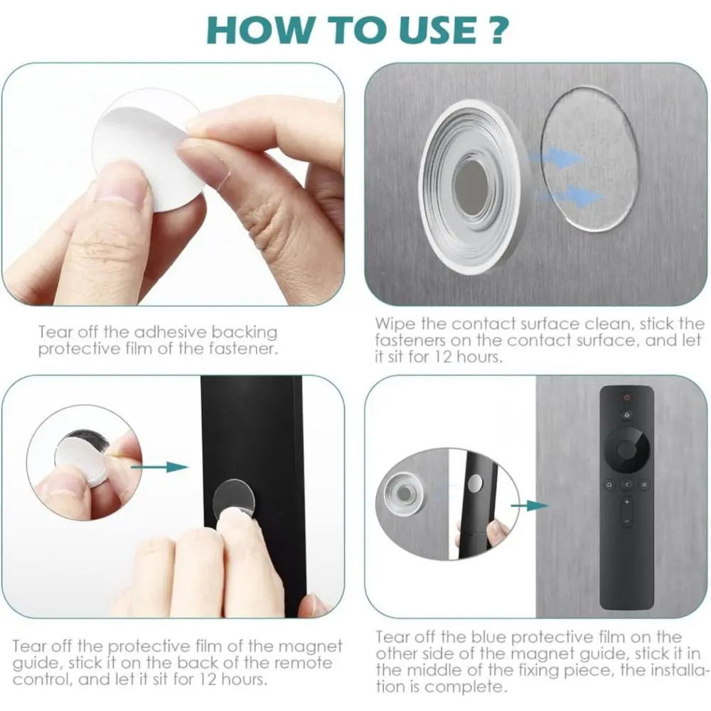 Magnetic Remote Control Holder PP Wall Mount TV Remote Organizer Simplicity Circular Adhesive TV Remote Holder Home Office