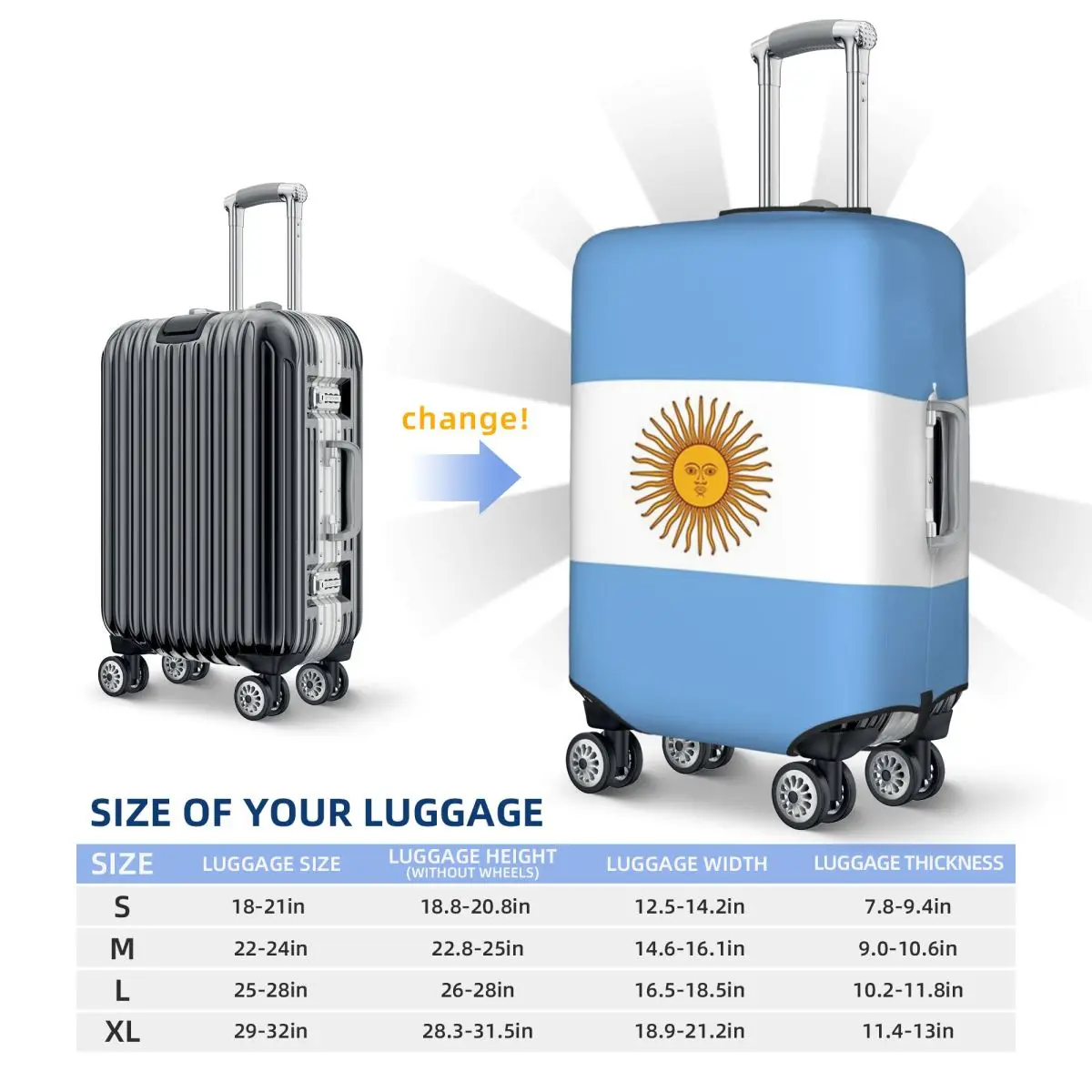 الأرجنتين - الأرجنتيني تي شيرت لحاف ملصق غطاء حقيبة حماية مرونة السفر الأمتعة حامي يغطي لمدة 18-32 بوصة