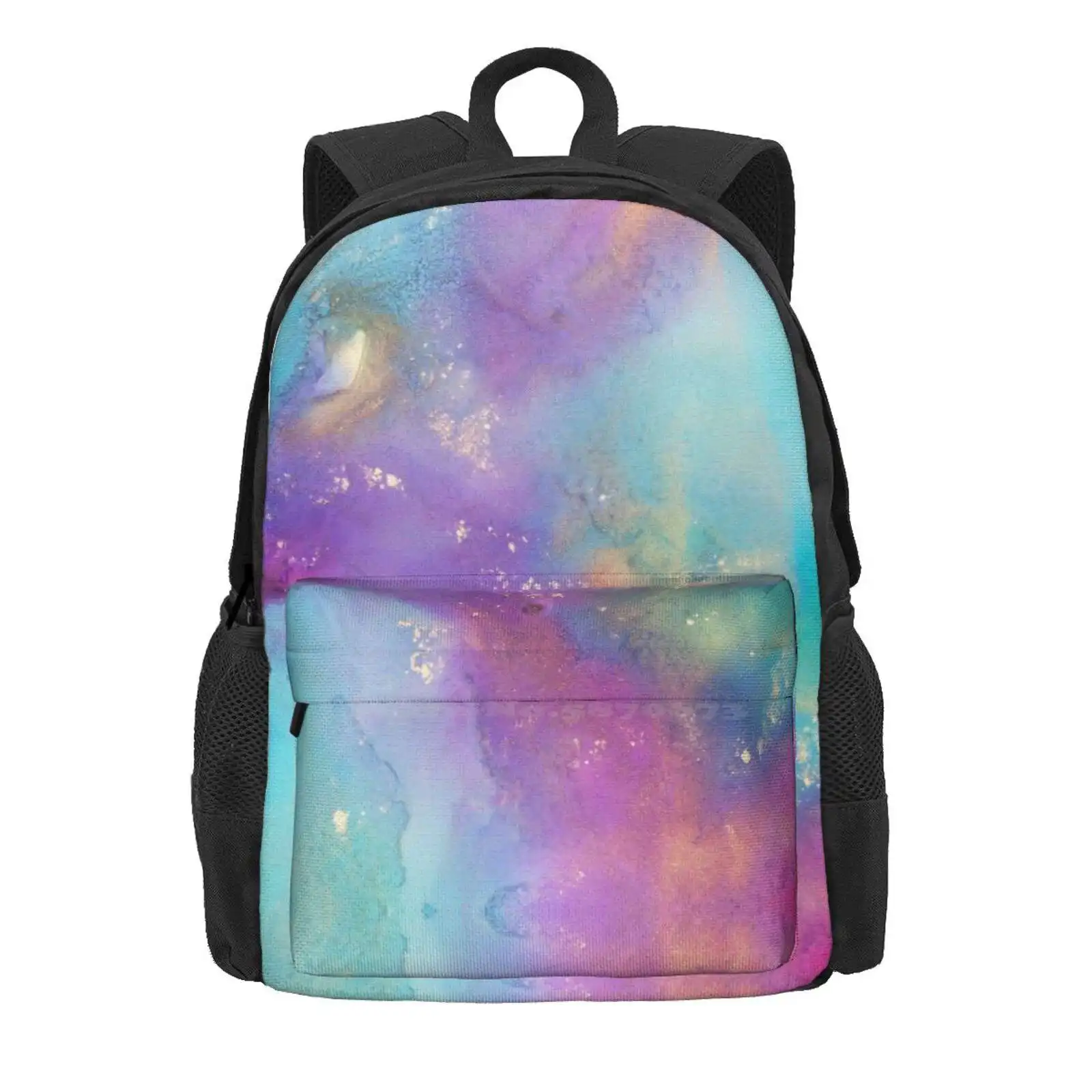 Galaxy Meets Ocean Backpack For Student School Laptop Travel Bag Galaxy Nebula Cosmos Space Ocean Sea Abstract Teal Turquoise