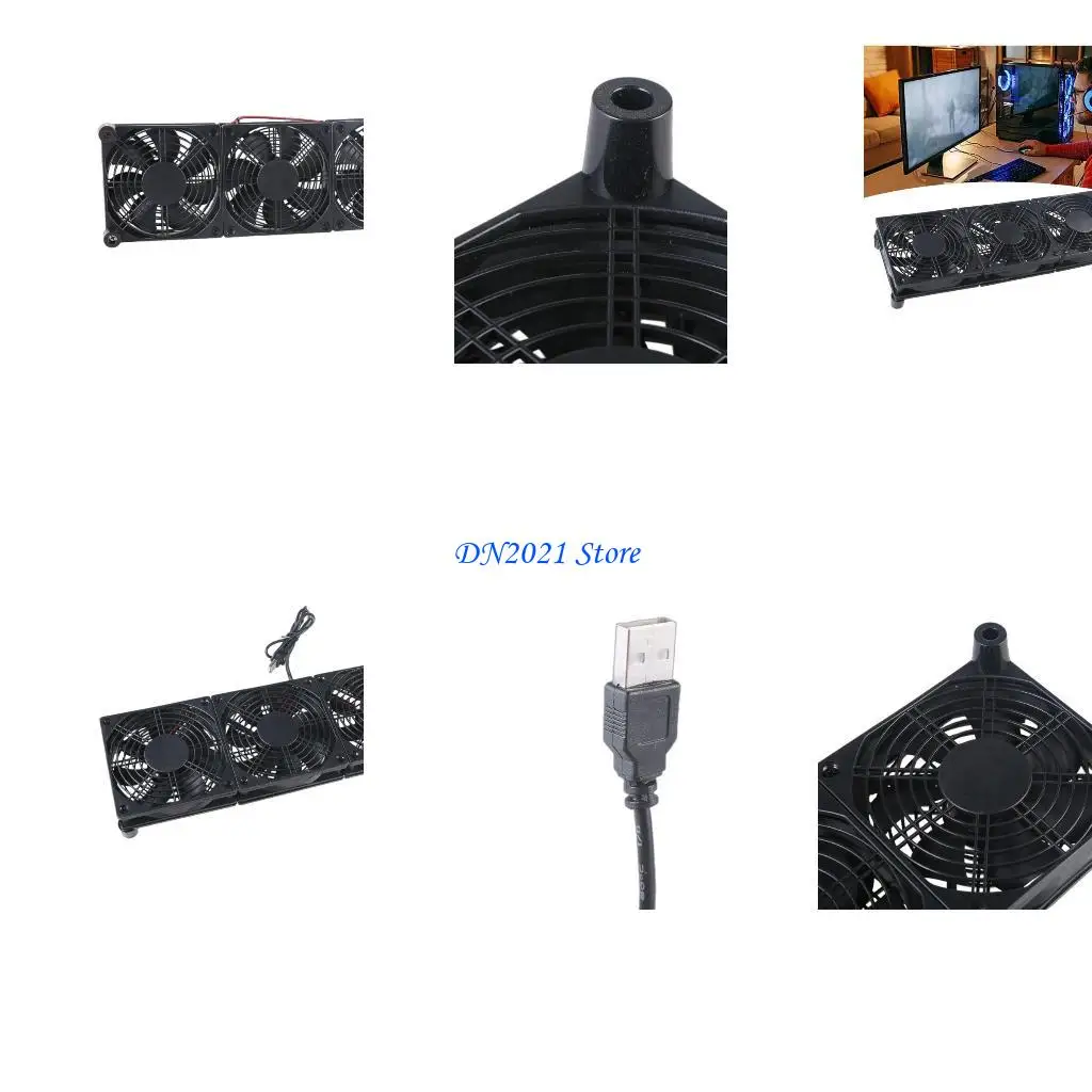 

F3KE 120mm 5V Three USB Fan 1 Speed Air Cooling Fan for Receiver Router