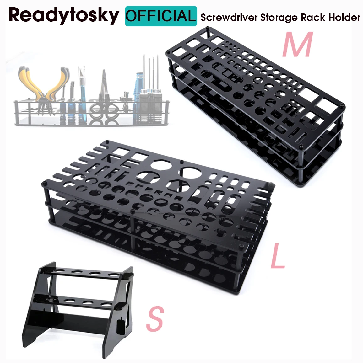 Screwdriver Storage Rack Holder Screwdriver Organizers for Hex Cross Screw Driver RC Tools Kit Organizers 63 Hole Without Tools