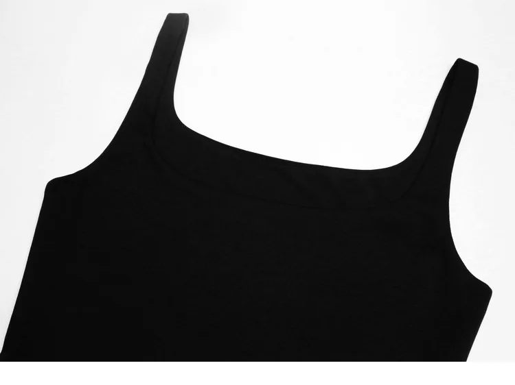 Nieuwe 2024 Zomer Zwart Sling Gebreide Midi-Jurk Hoge Taille Vierkante Hals Gebreide Slim Fit Tankjurken Voor Dameskleding