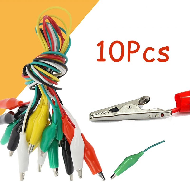 1Set / 10PCS Alligator Clips Electrical DIY Test Leads Alligator Double-ended Crocodile Clips Roach Clip Test Jumper Wire 46CM