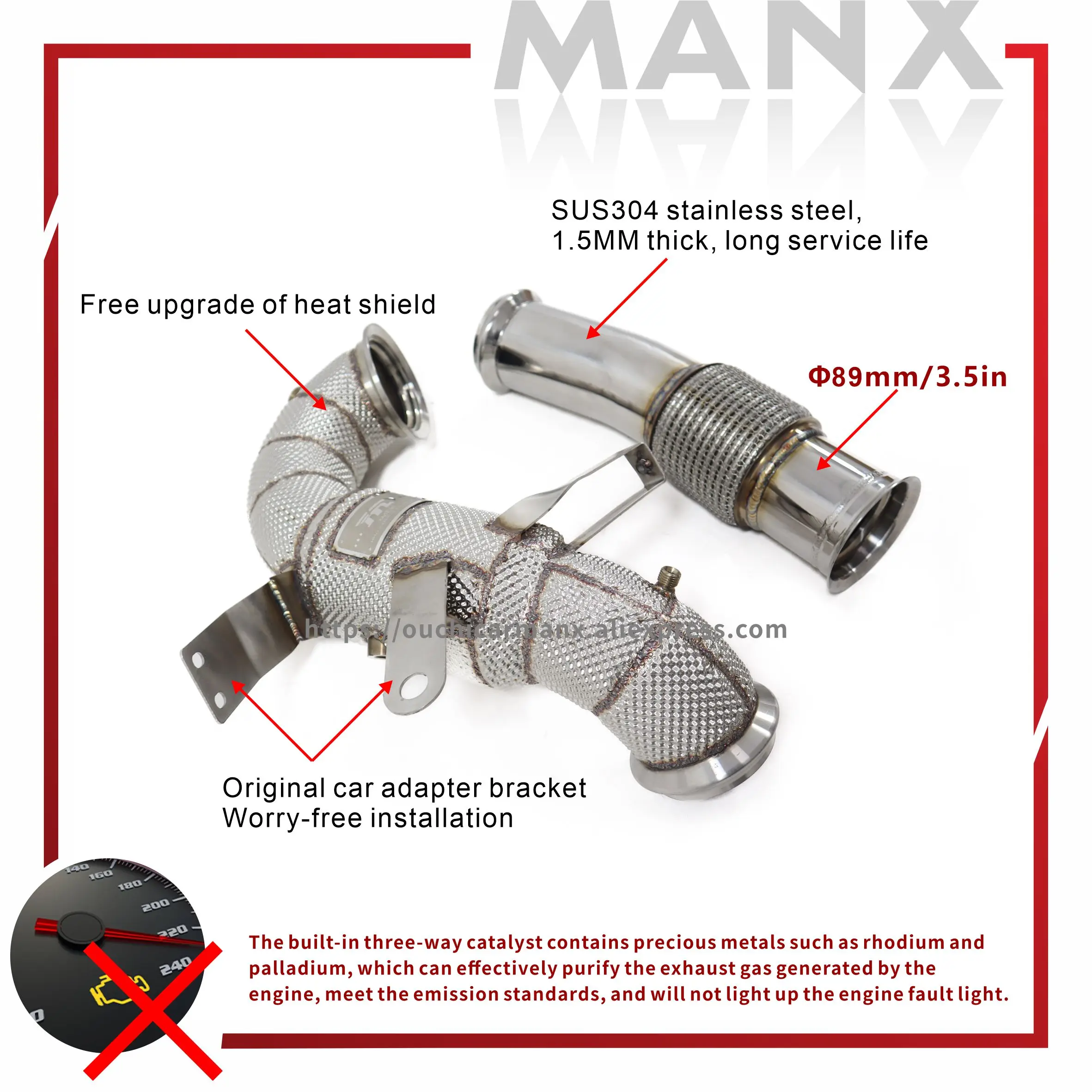 

Trouble-Free Light For Mercedes-Benz A45S W177 Catalyzed Downpipe Stainless Steels Performance Pipe Exhaust System