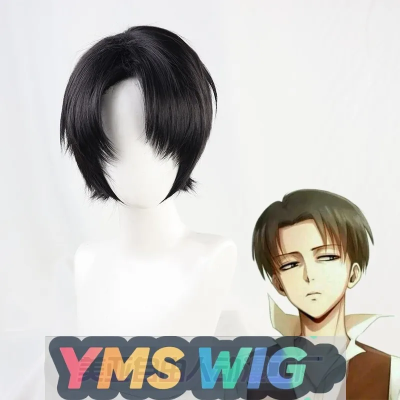 

【Free Man】Attack On Titan Captain Levi Cosplay Wig Black Reverse Curl In Stock