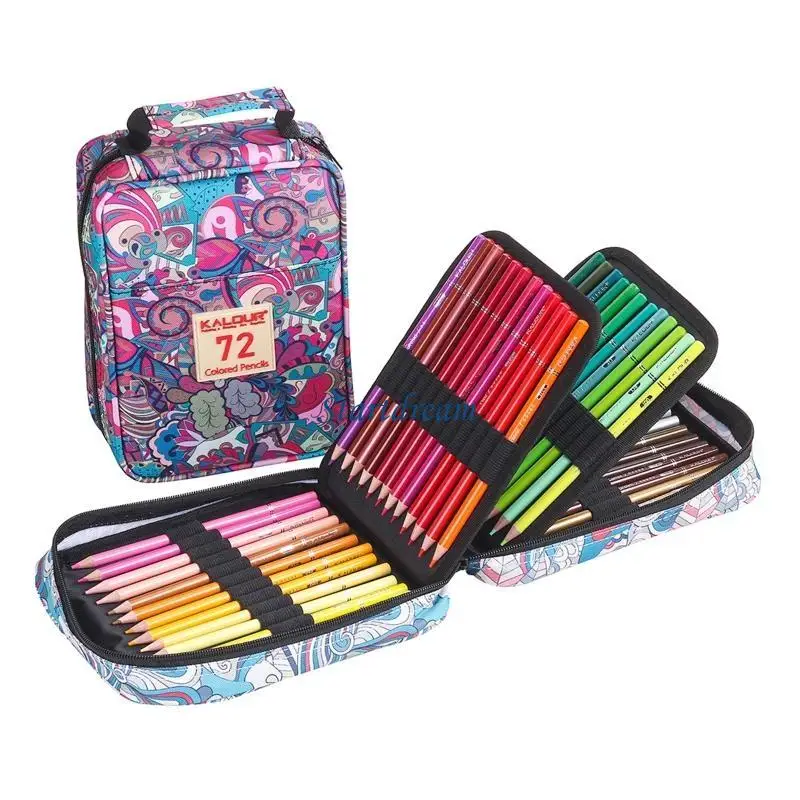 Colored Pencils 72 Holes Pen Bag Set Pre Sharpened for Artist Painter K92C