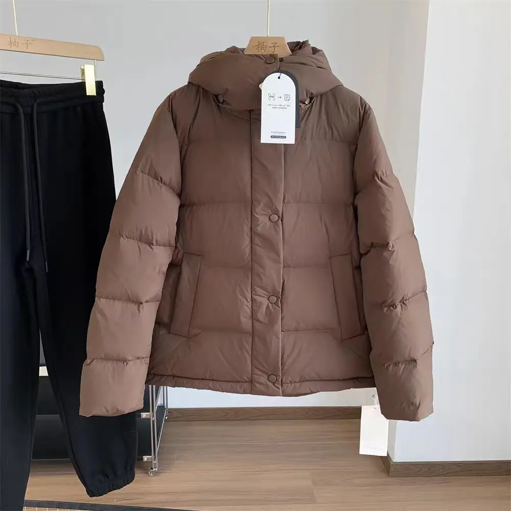 

Lemon Wunder Puff White Duck Down Jacket Women Hooded Winter Thicken Warm Fluffy Feather Puffer Coat Female Parkas Snow Outwear