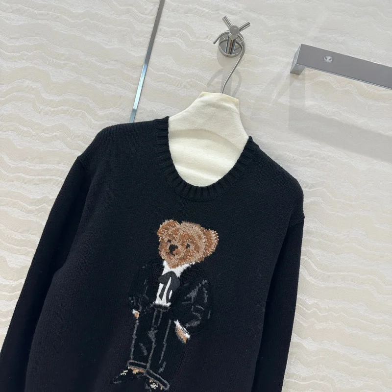 2024 Autumn/Winter New Women\'s Sweater Fashion Exquisite Cartoon Wearing Jacket Teddy Bear Cashmere Wool Pullover