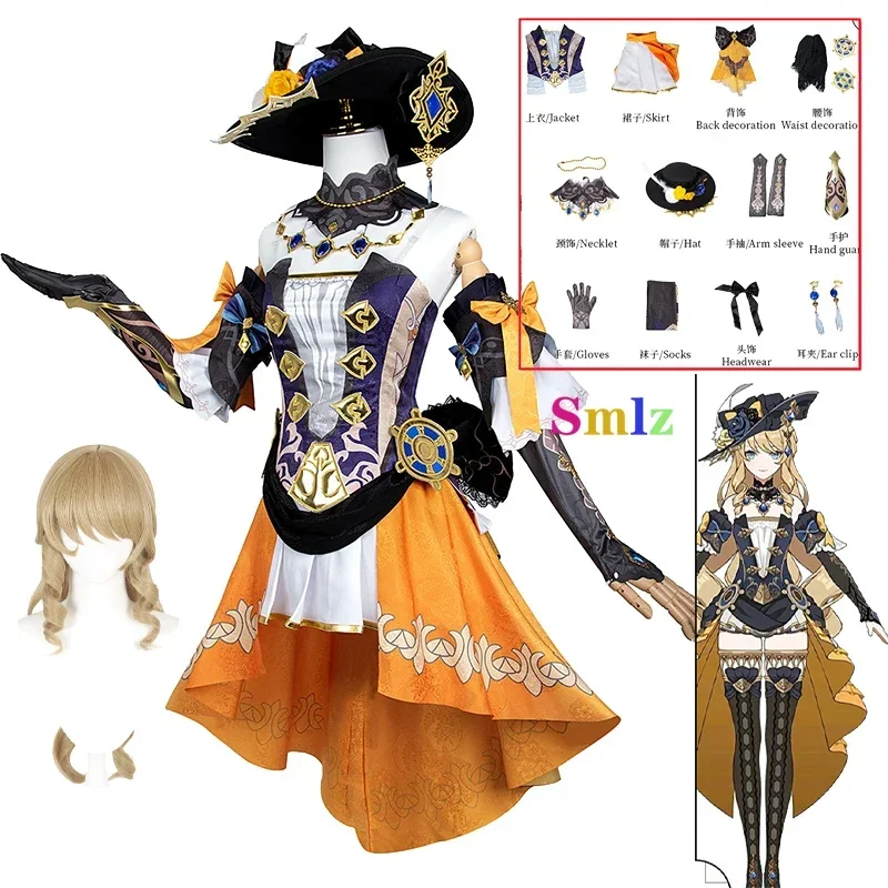 

Anime Cosplay Impact Navia Cosplay Dress Uniform Costume Wig Hat Set Halloween Party Outfit for Women Dresses