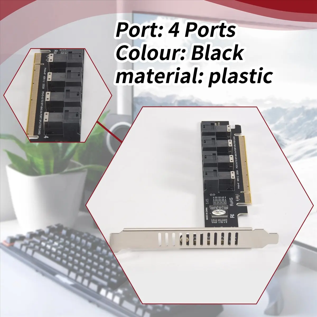 newyear828 NGFF PCI-E 16X to 4 Ports U.2 NVME Split Expansion Card SFF-8639/8643 NVME PCIE SSD Adapter for Mainboard SSD