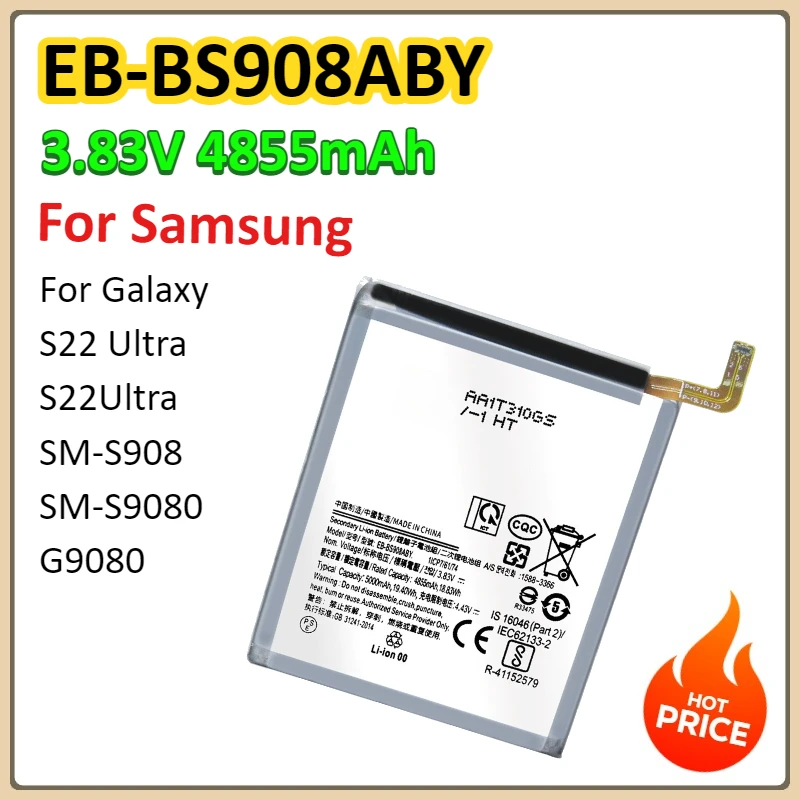 

EB-BS908ABY 4855mAh for Samsung Galaxy S22 Ultra S22Ultra SM-S908 SM-S9080 G9080 Lithium Replacement Battery Mobile Phones