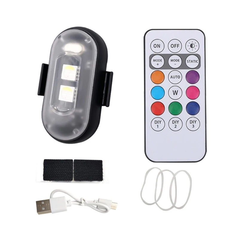 Remote Control Plane LED Light for Bicycles Motorcycle Aircraft Rechargeable Warning Light 7 Color LED Flashing Light