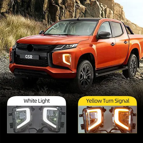 Imagen 2 del producto Luz Led antiniebla para Mitsubishi Triton L200 2019-2022, intermitente, luces de circulación diurna DRL, blancas y amarillas, accesorio para coche