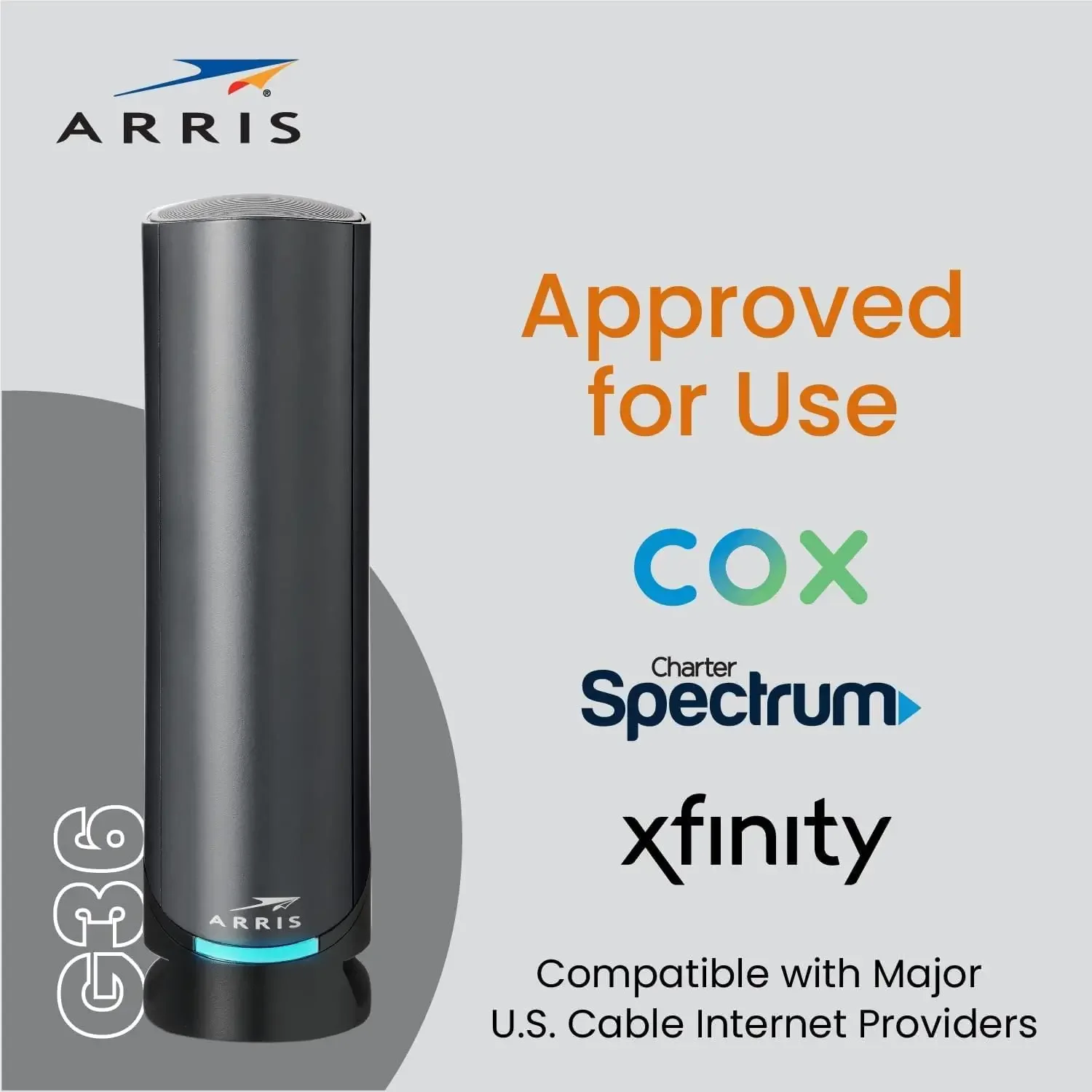 ARRIS 서핑보드 G36-RB DOCSIS 3.1 멀티 기가비트 케이블 모뎀 및 AX3000 와이파이 라우터, Comcast Xfinity, Cox