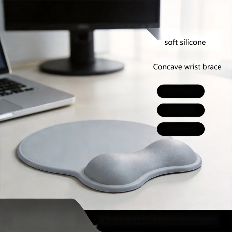 Silicone Wrist Rest Mouse Pad Concave Ergonomic Design Round Shape Office Gaming Non-Slip Desk Mat