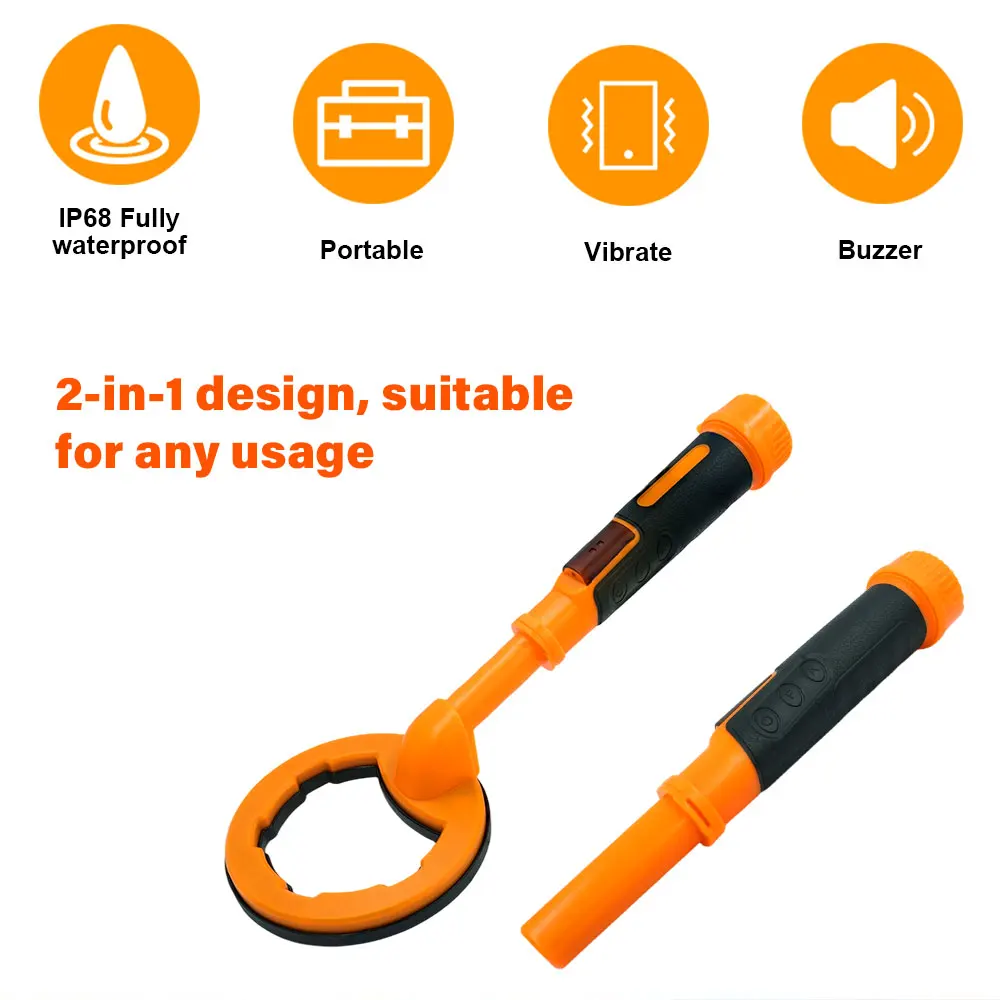 1PCS 2 IN 1 Impulso Palmare Diving Metal Detector Pinpointer Puntatore Sonda Impermeabile Metallo Individuazione 5.5 pollici Bobina di Ricerca