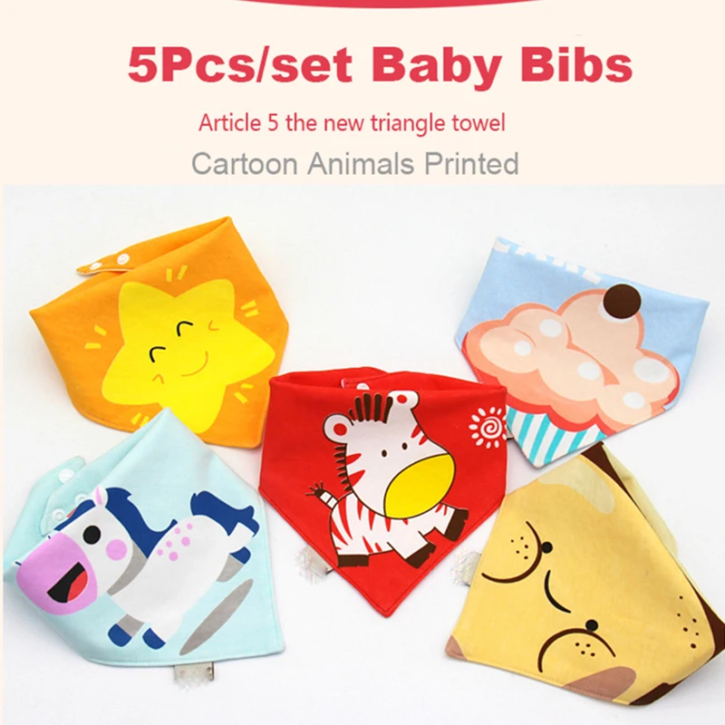 Baby Bibs 5 Pack Baby Bandana Drool Bibs Cotton for Unisex Boys Girls Babador Feeding Smock Infant Burp Cloth Baby Saliva Towel