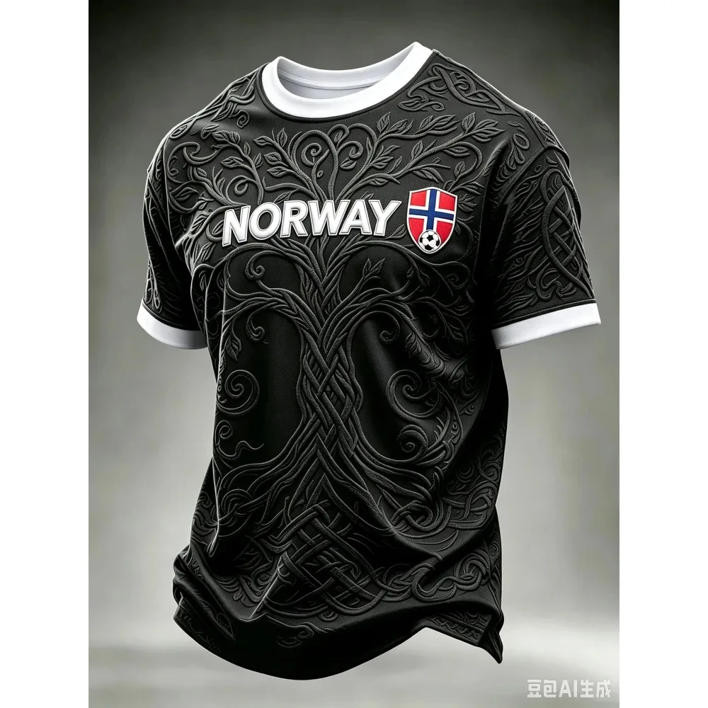 Viking Norway Norge Valhalla Graphic Printed T-shirt Summer Football Fans Short Sleeve Breathable Tees Street Casual Tops Unisex