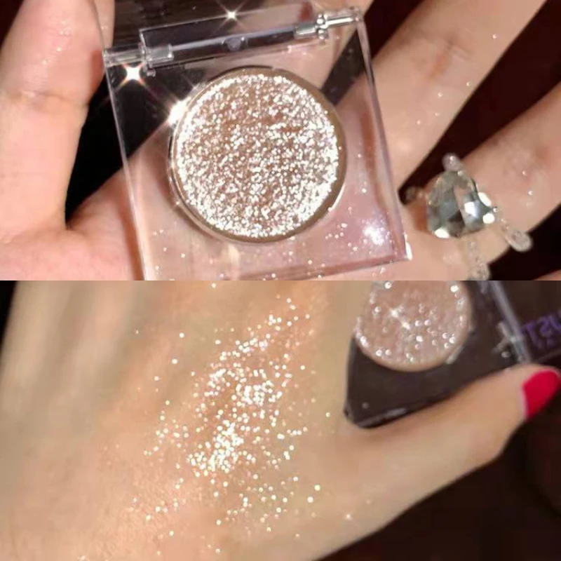 Sombra com glitter, destaque monocromático, pó brilhante, de longa duração, maquiagem brilhante para rosto e olhos, pálpebras e maçãs de bochecha