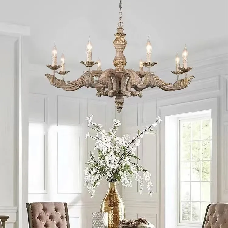 American country French wood carving old chandelier western restaurant bar living room bedroom clothing store decoration