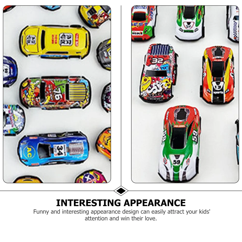 

30Pcs Alloy Pull Back Car Models Fun Inertial Small Vehicles for Bright Decorative Cartoon Cars for Home Desk Use