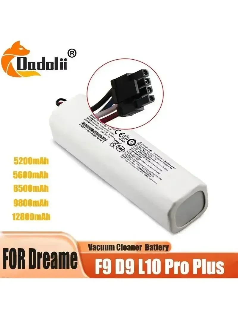 

Replacement Battery Pack 12800mAh 14.4V Li-ion for Dreame Robot Vacuum D9 F9 L10 L10 Pro P2008-4S2P-MMBK Original 4INR19/66-2