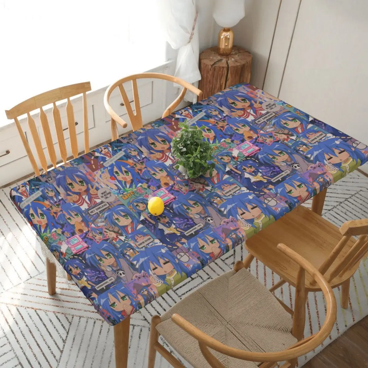 Lucky Star Campus Anime Cartoon Customized Rectangular Tablecloth Oilproof Table Cover for Dining Events Table Cloth