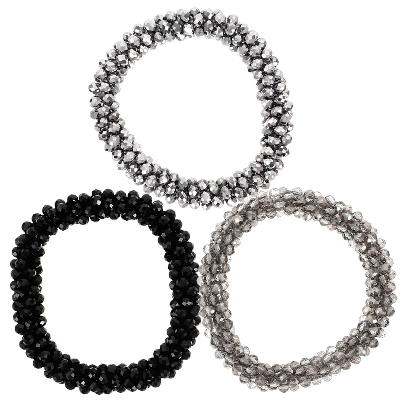 

3 Pcs Crystal Headband Hair Ribbon Stylish Ponytail Accessories Elegant Elastics Rubber Scrunchies Miss