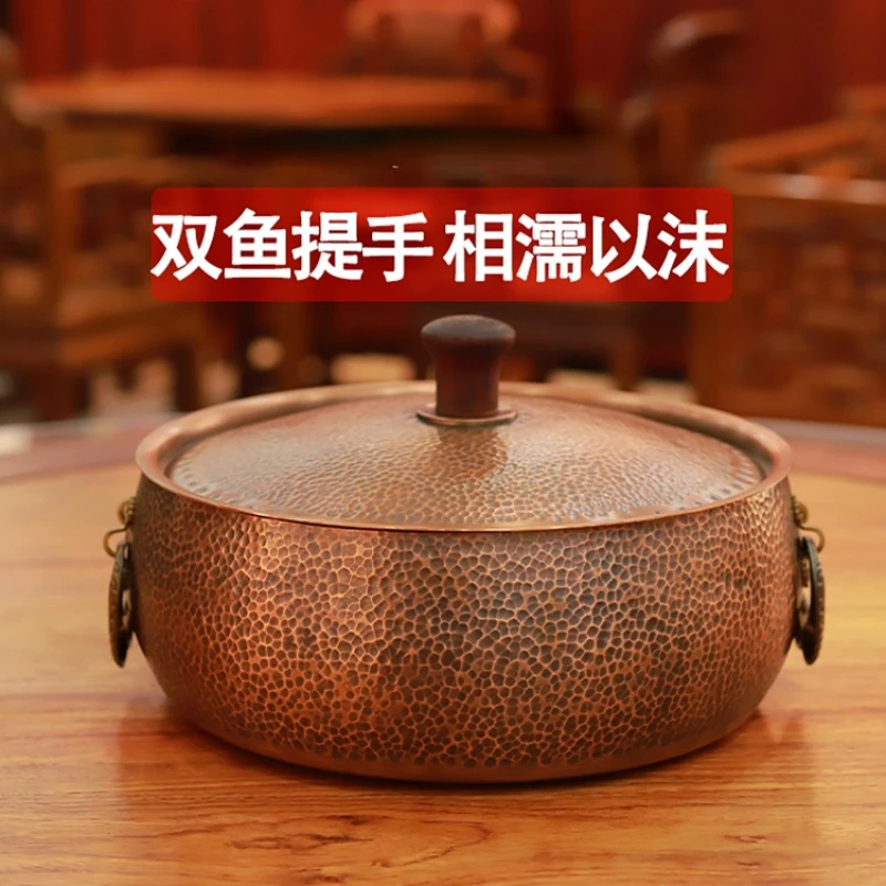 

Chinese Domestic Flat-bottomed Hot Pot for Soup Cooker Pure Copper Soup Cooker Induction Cooker Electric Skillet Electric Pan