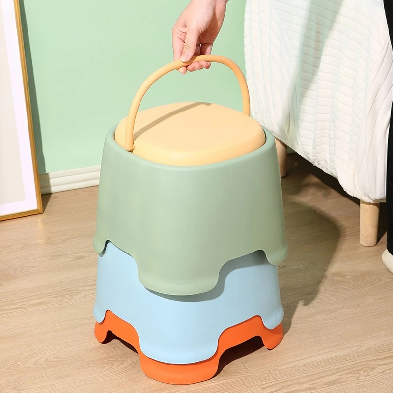 

LTT thickened plastic stool with handle household living room non-slip bench bathroom small bench