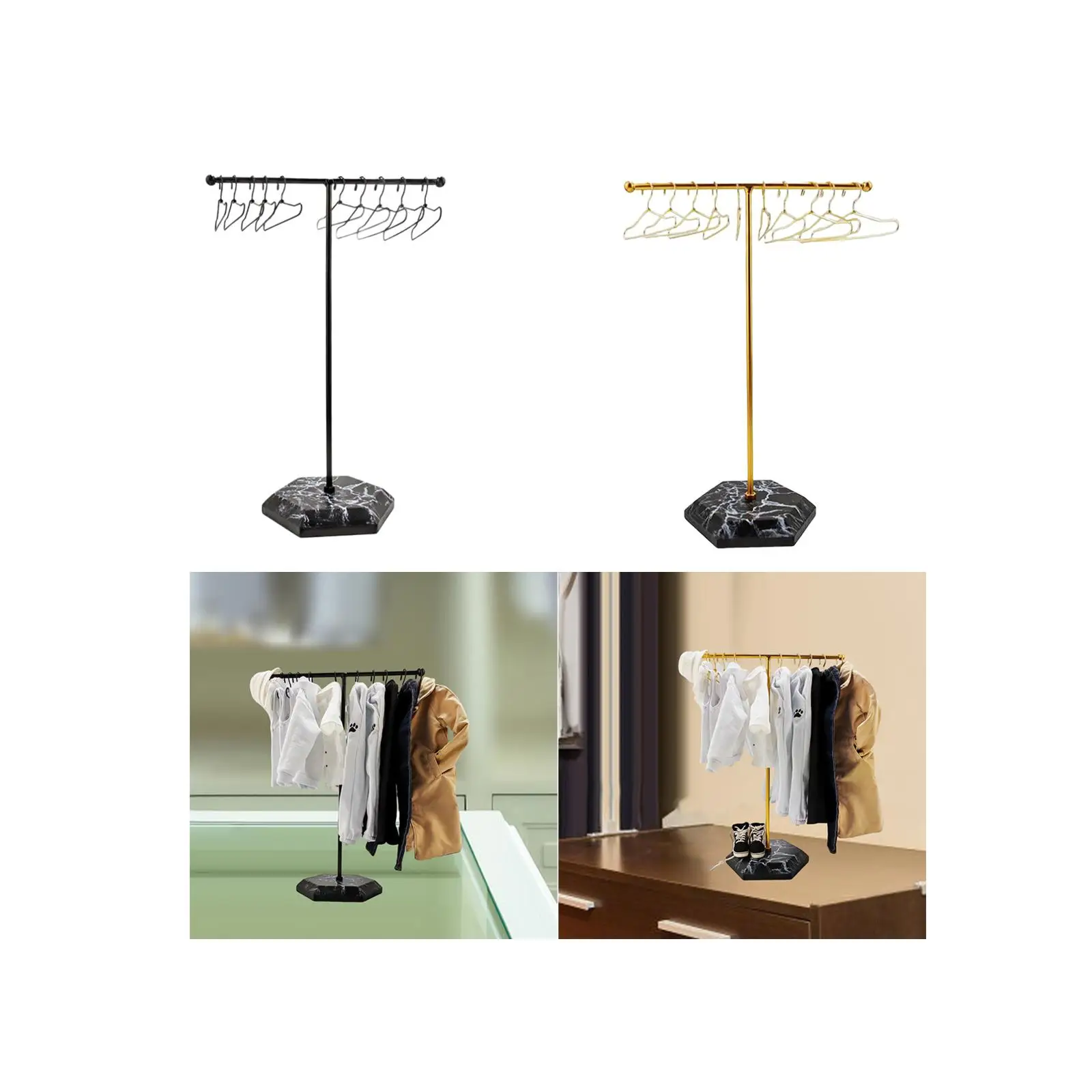 Rak Garmen Skala 1/6 dengan Gantungan Baju untuk Lanskap Mikro Rumah Boneka