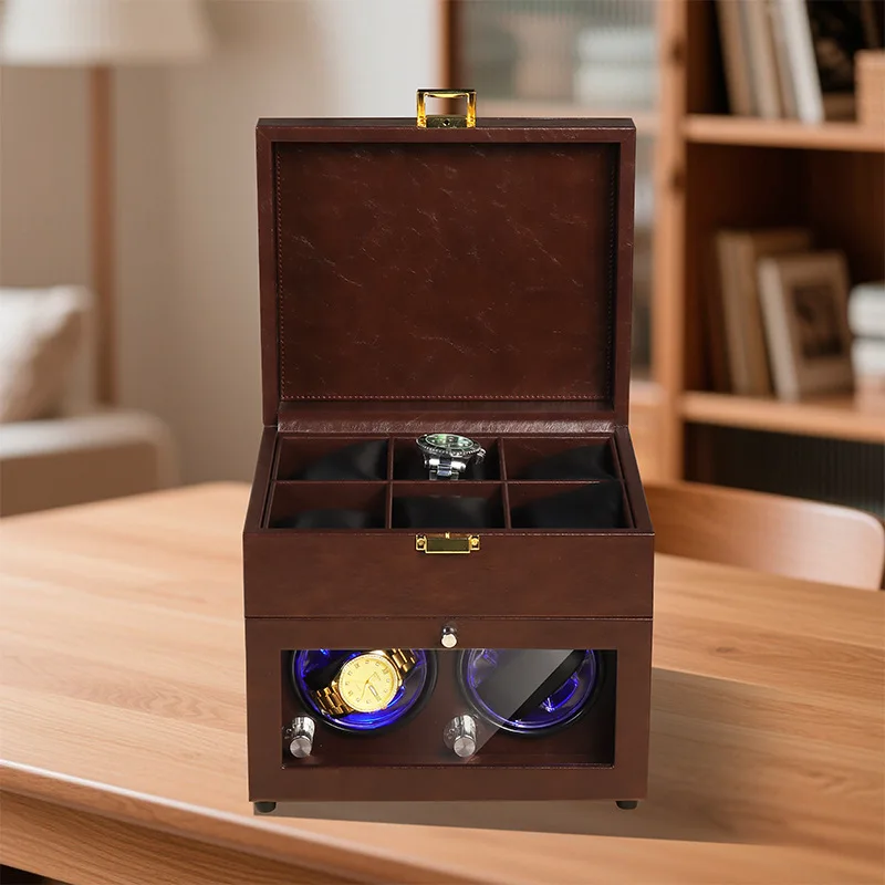 Automatic Watch Winder Luxury Leather Watches Winders Mute Antimagnetic Collection Watch Winder Packaging Organizer Supplies