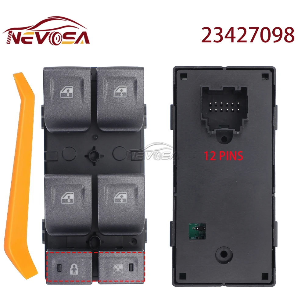 NEVOSA 23427098 For Chevrolet Silverado Colorado GMC Sierra 2014 2015 2016-2018 Electric Power Window Control Switch 23129539