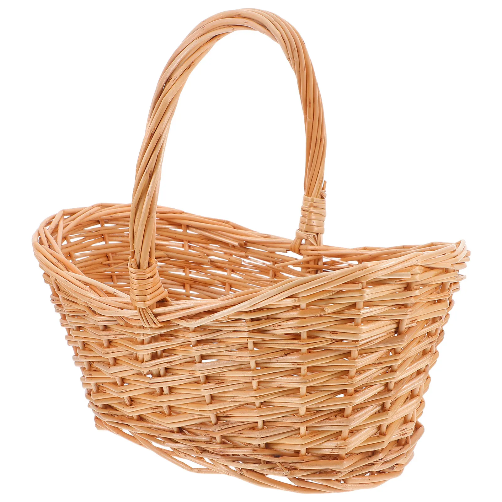 

Large Capacity Willow Picnic Basket Handwoven with Handle Multi-Functional Garden Harvest Basket Fruit Flower Carrier