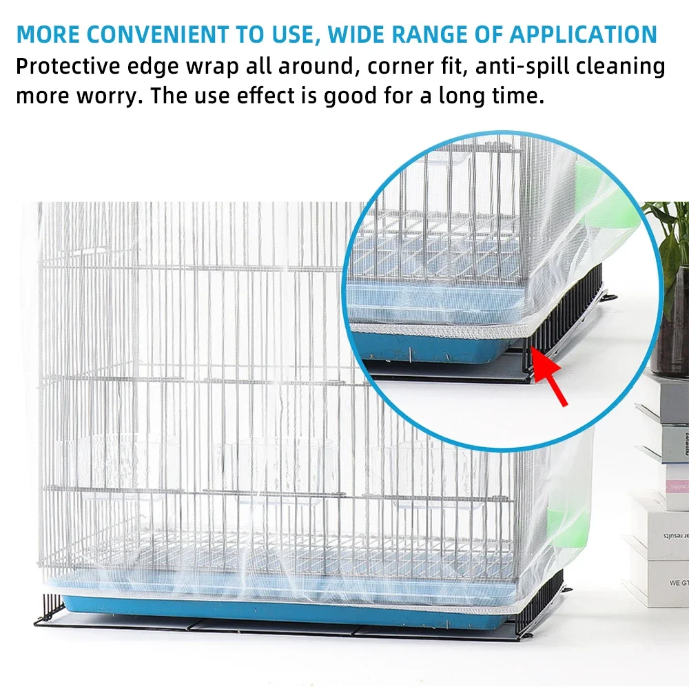 Nylon Mesh Bird Cage Cover Shell Skirt Net Easy Cleaning Seed Catcher Guard Bird Cage Accessories Airy Mesh Parrot Bird Cage Net