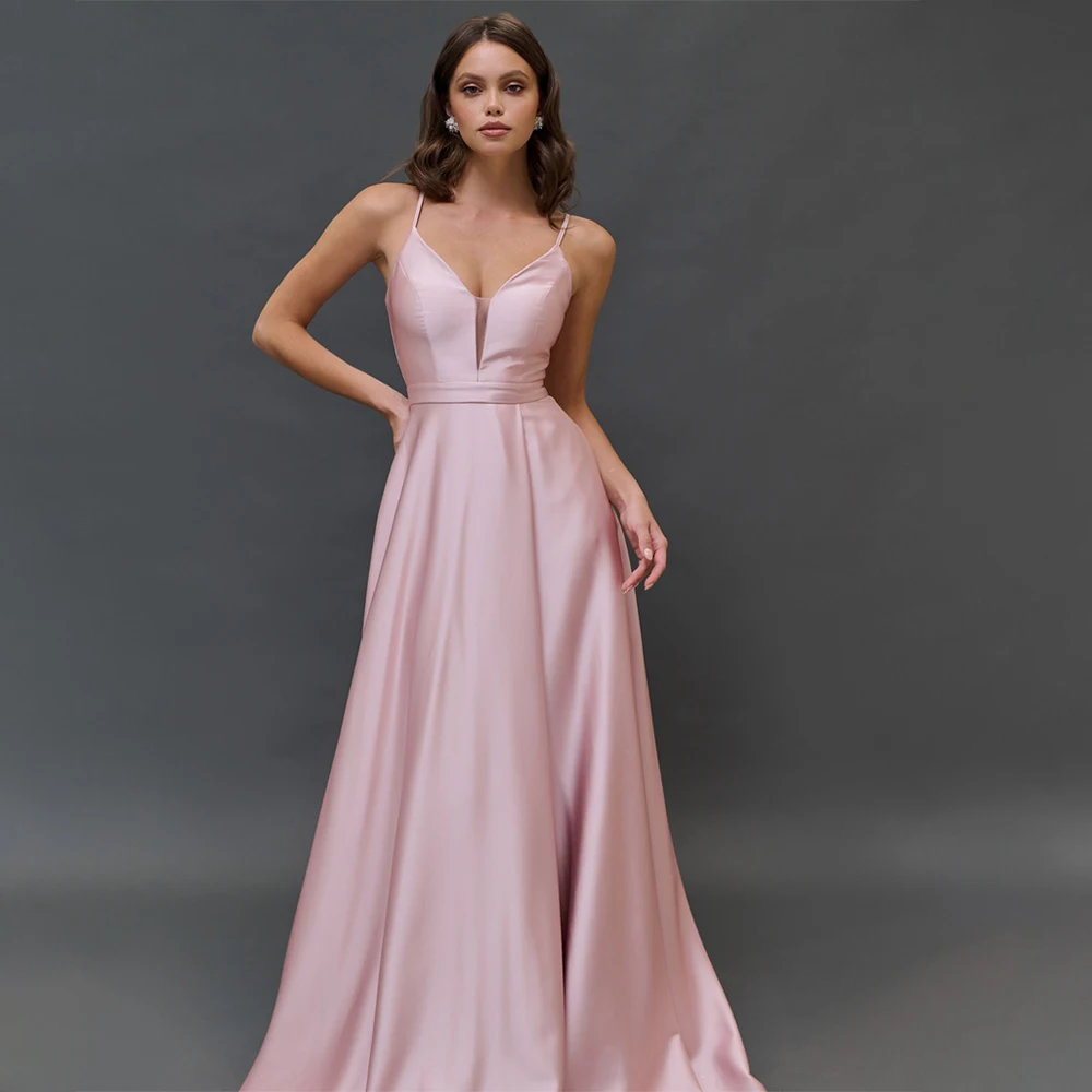 

Блестящее вечернее платье с v-образным вырезом, сексуальное вечернее платье на бретельках длиной до пола, свадебное платье по индивидуальному заказу на свадьбу 2026