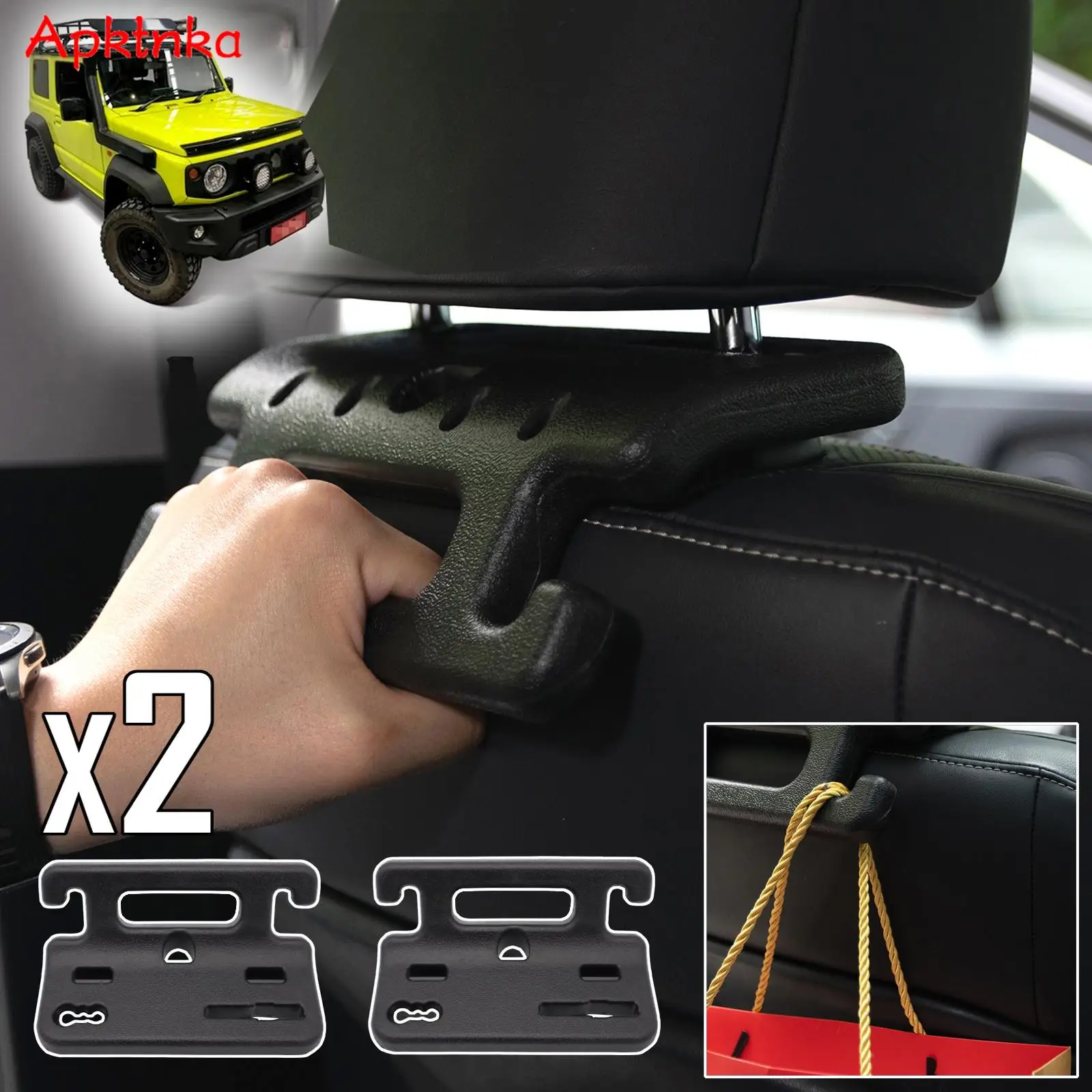 Car Seat Back Hook Grab Handle Handrail For Suzuki Jimny JB74 2018 2019 2020 21 Headrest Hooks Storage Bag Holder Clothes Hanger