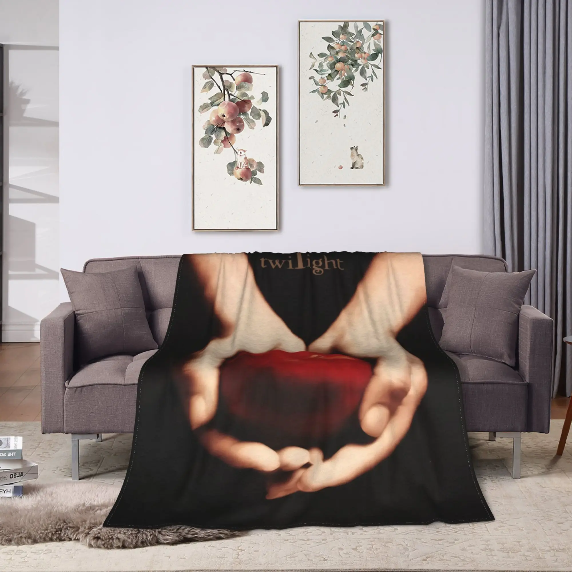 The Twilight Hands Holding Red Apple Blankets Quality Super Warm  Throw Blanket Winter Decorative Couch Chair Graphic Bedspread
