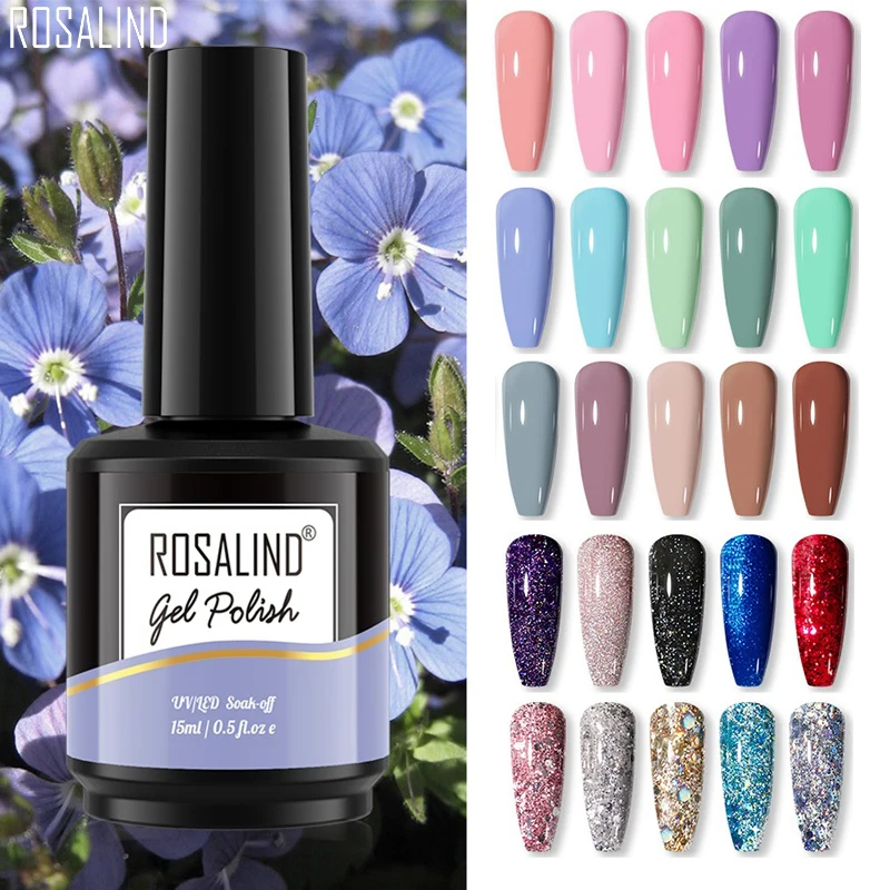 ROSALIND 15Ml สีเจลทาเล็บ Flavorless Pure สี Need Base Top Coat กึ่งถาวร UV เจล Varnis Hybrid สำหรับเล็บเล็บเจล