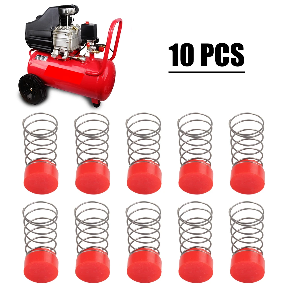 10-Pack Air Compressor Foot Seal Pads, 13.5x29mm Rubber Valve Protectors With Brass Spring For Workshop Tools, Red