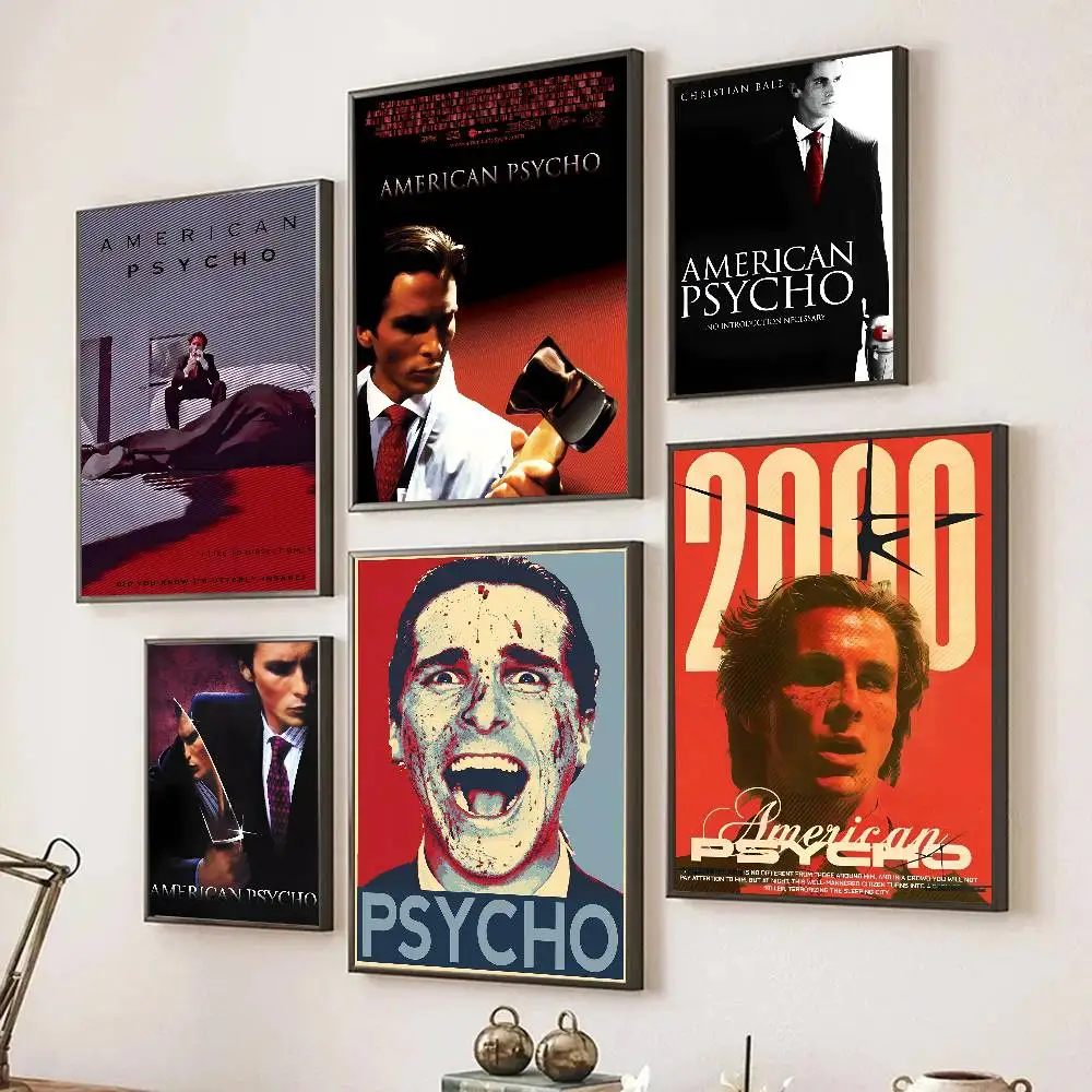 Horrorfilme American Psycho Poster Selbstklebende Kunst Raumdekoration Restaurant Wanddekoration Kunstgemälde