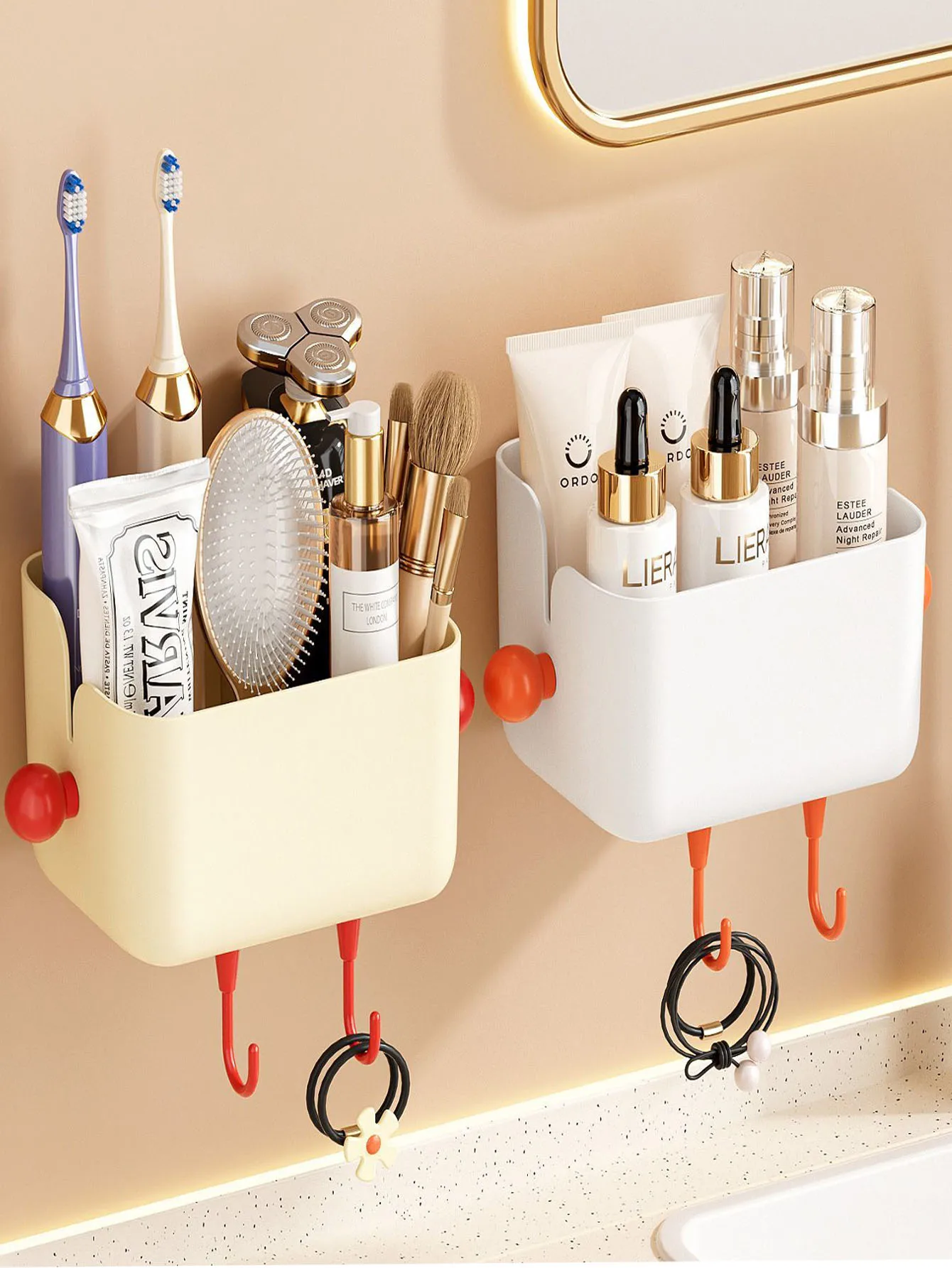 Dopamine Bathroom Kitchen Storage Rack Adorable No-Drill Wall-Mounted Sink Vanity with Toilet Storage Shelves
